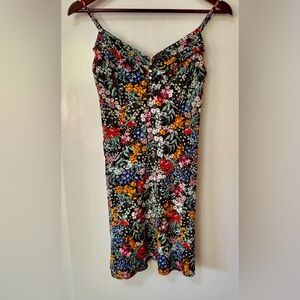 Dynamite| Pretty Spaghetti Strap Multicolour Floral A-Line Swing Mini Dress Sz S